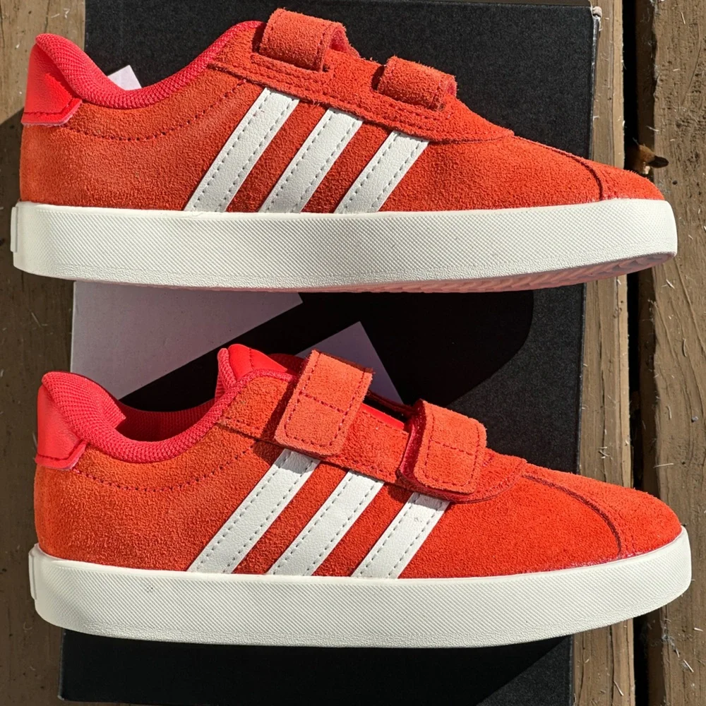 Adidas VL Court 3.0 Kids Youth Casual Sneakers 8C 10C Red White Gum Youth GS NEW